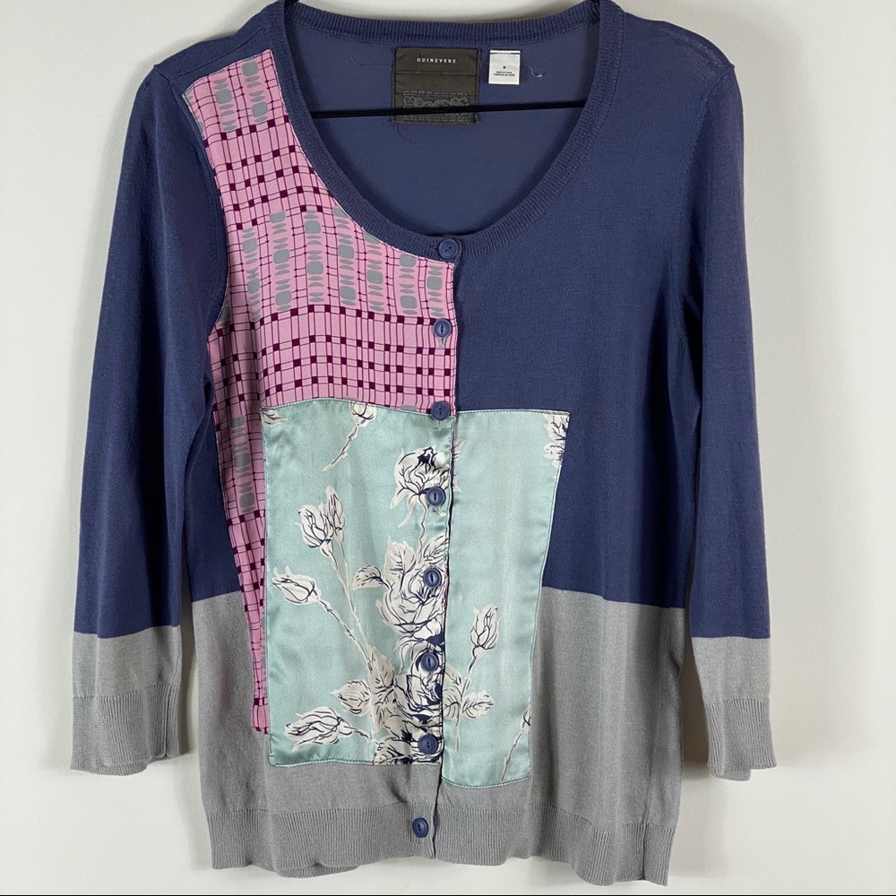 Guinevere Anthropologie Charmeuse Splice Cardigan